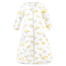 Hudson Baby Unisex Baby Cotton Wearable Sleeping Bag, Sack, Blanket, Construction Vehicles Long Sleeve, 0-3 Months