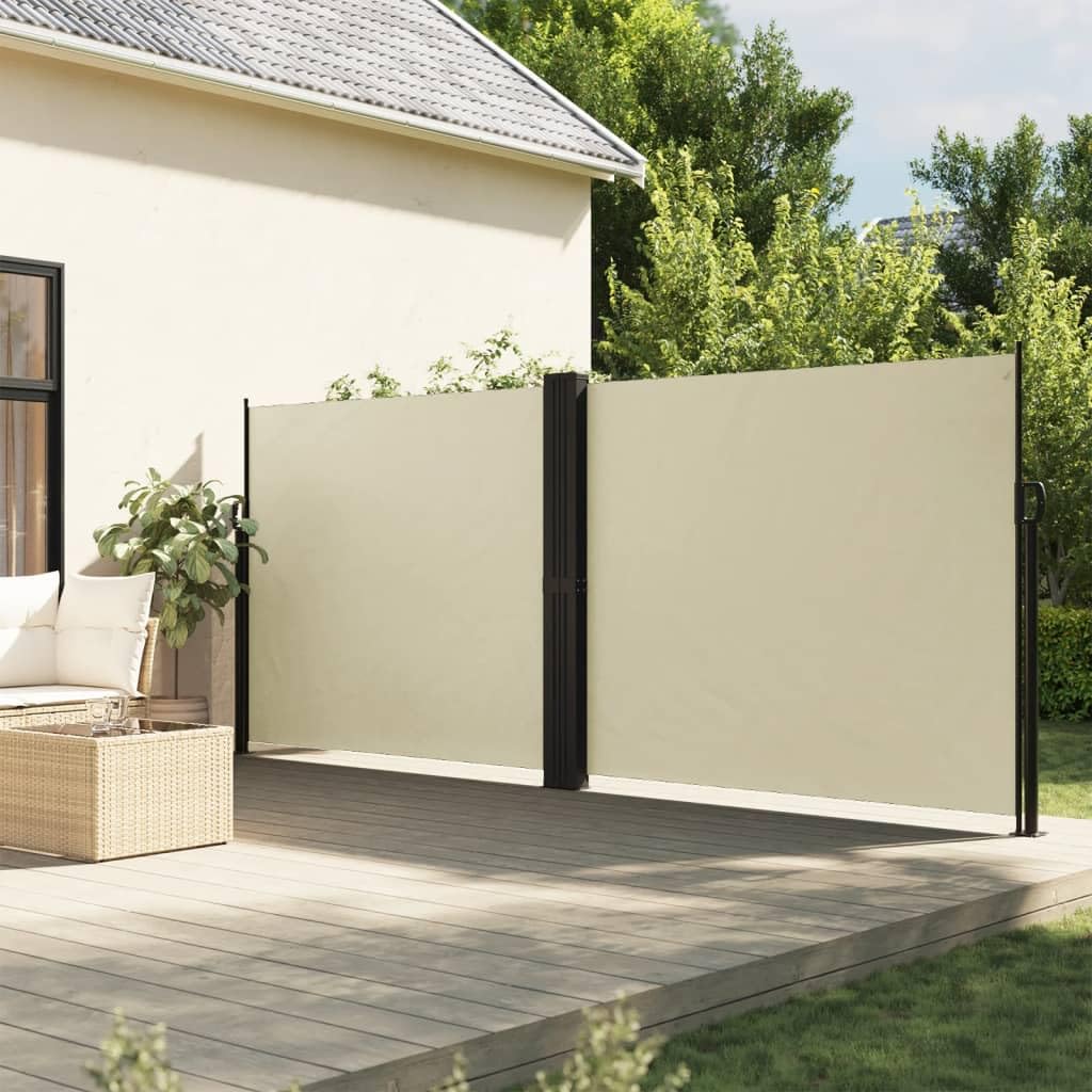 Store latéral extensible crème contre le soleil et le vent de terrasse