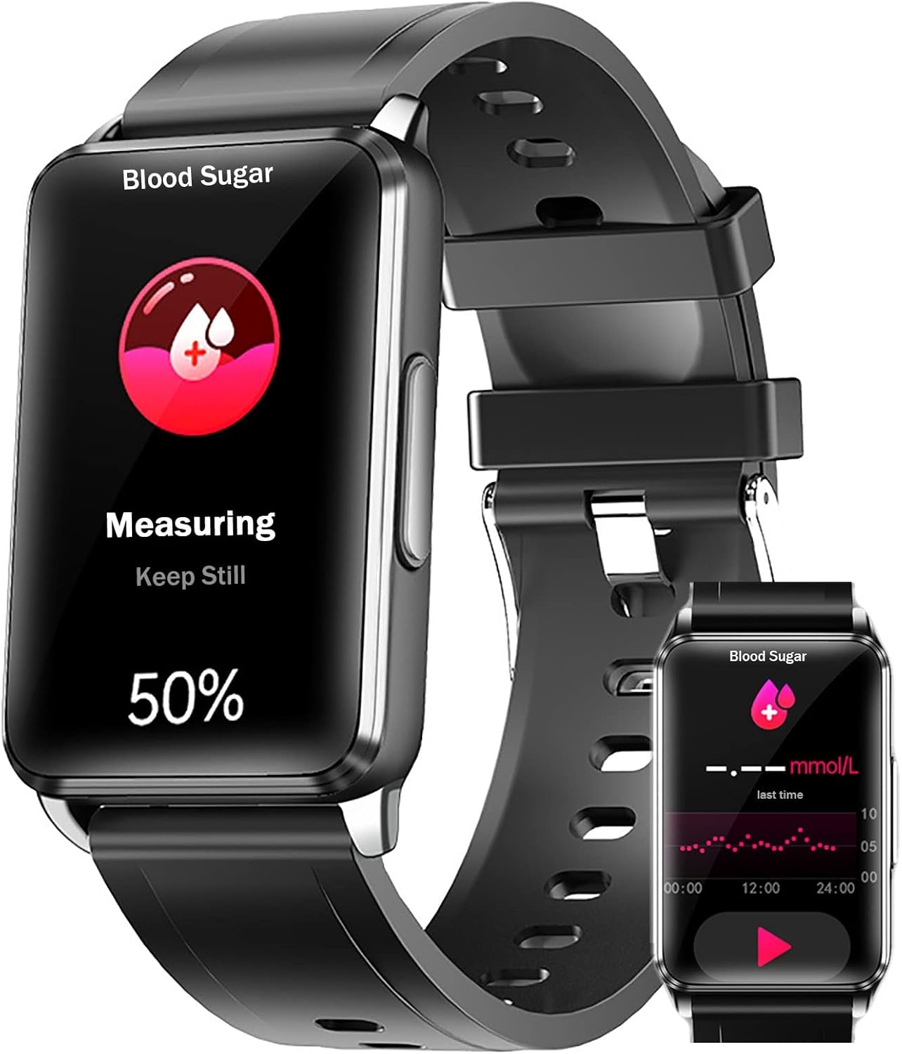 Reloj Inteligente De Glucosa En Sangre ECG+PPG HRV con Frecuencia Cardíaca/Sueño/Medidor De Temperatura Corporal,1.57-Inch HD,Impermeable,Pulsera Inteligente,Rastreador De Fitness Unisex