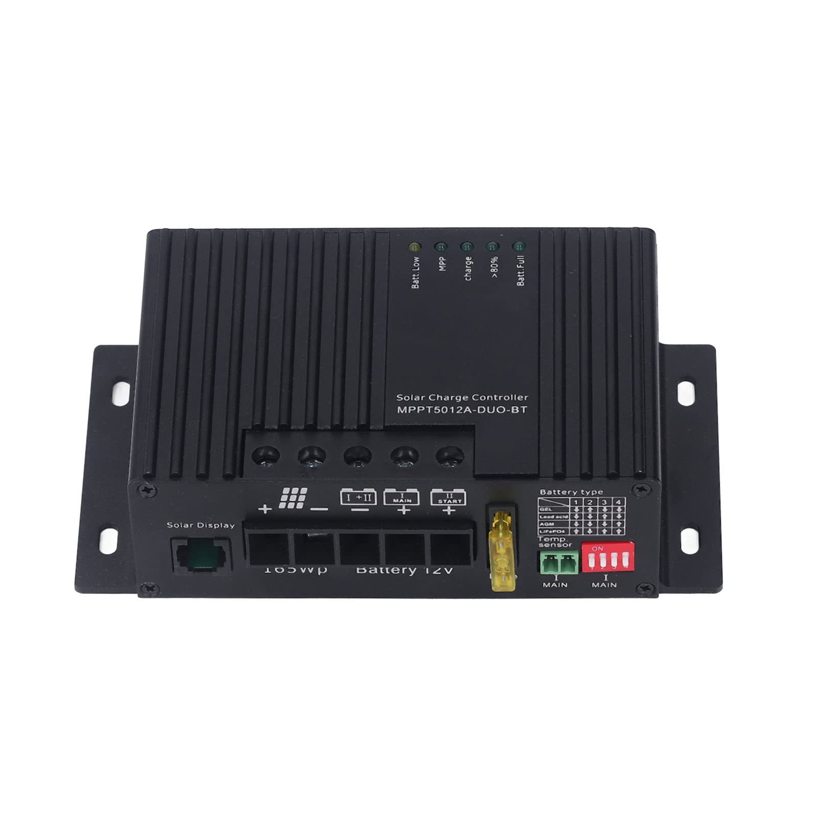 Chargeur solaire Yueyashux MPPT Double batterie Chargement du contrôleur solaire 12V Affichage intelligent en aluminium (MPPT5012A-DUO (12A))