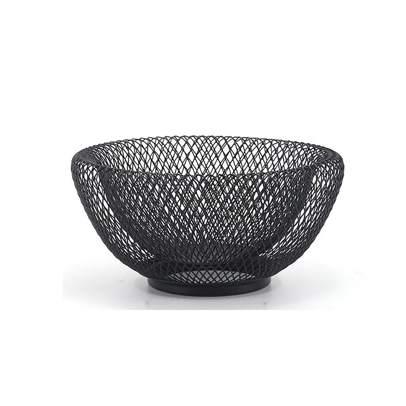 Iron Fruit Basket for Kitchen Counter, Ready to Use Wire Mesh Bowl Countertop Vegetable Bread Storage Breathable Drainage(Black,20x8.5cm)