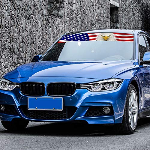 Front Windshield Decal Vinyl Sticker Strip Windshield Shade Sun Visor Tint 53.9'' X 8.27'', Eagle Flag #TOP3