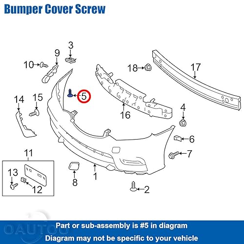 Miniatura 6 de OAUTOO 20pcs M4.8-0.063x0.591 in Cubierta de parachoques Fender Liner & Rocker Panel Moldeo Tornillo de Tapping para Nissan & Infiniti 01451-00841,