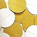MerryNine Paper Garland, 5 Pack 50ft Glitter Paper Garland Circle Dots Hanging Decor, Paper Banner for Baby Shower, Birthday, Nursery Party Decor (White Gold)