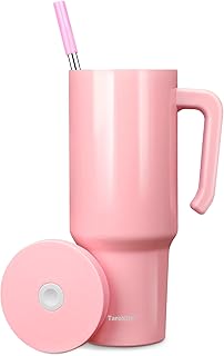 40 oz Tumbler with Handle and Straw, Leak-proof Lid | Stainless Steel Vacuum Insulated Coffee Travel Mug | Reusable Water Bottle Iced Cup | Keeps Cold for 34Hrs, Dishwasher Safe, BPA Free