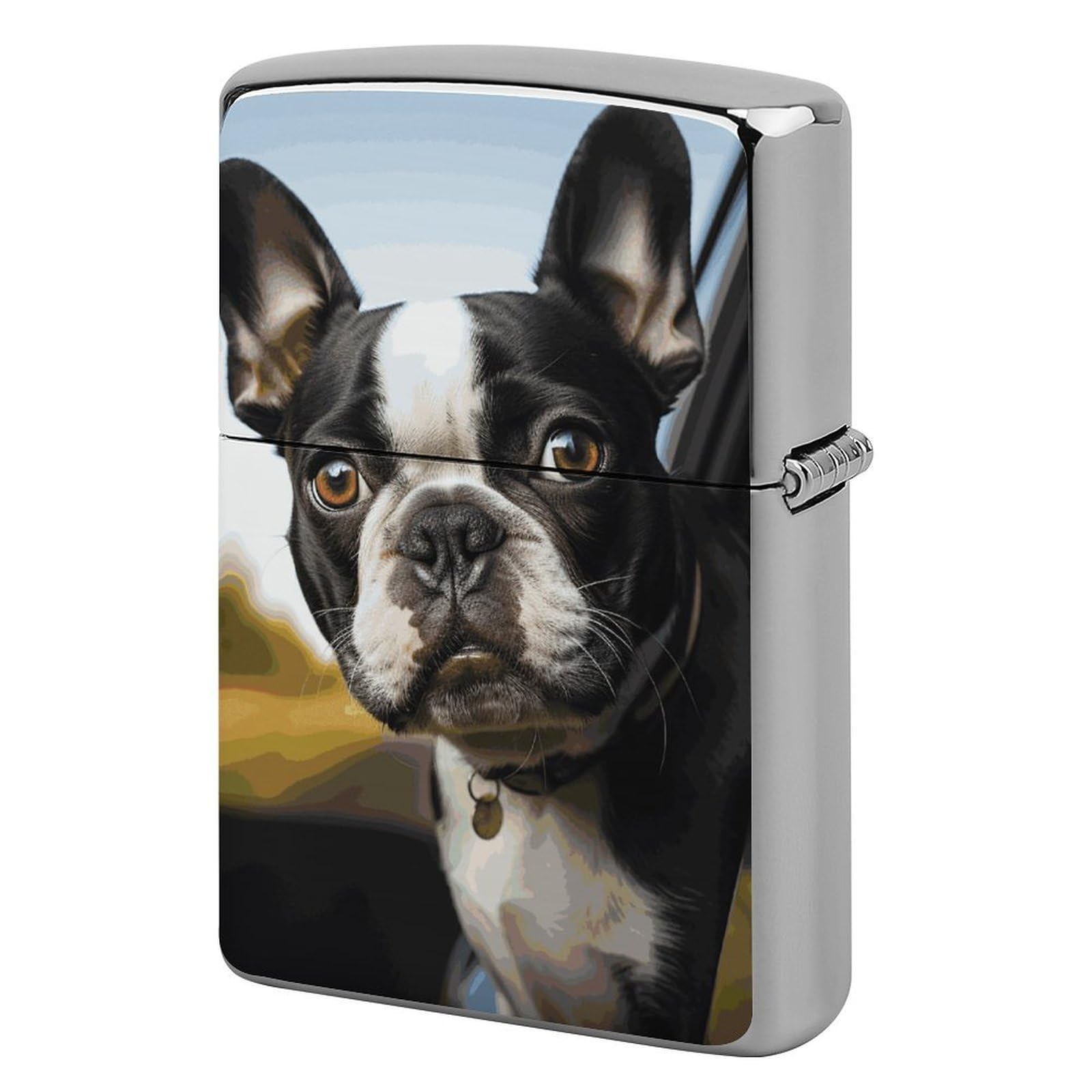 Puppy Dog Boston Terrier Lighter Case for Men, Personalized Lighter Cover for Valentine's Day Gifts, Flip-Top Lighters Shell for Outdoor, Portable Lighters Protective Sleeve