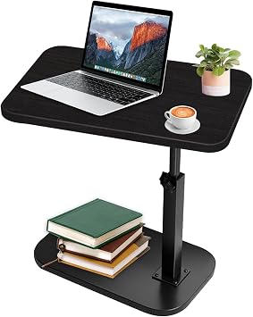 C Shaped End Table Adjustable Height 360 Swivel TV Tray Desk