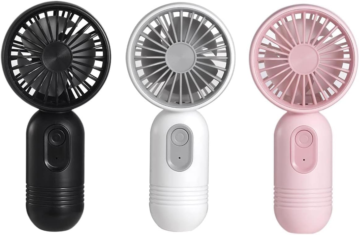 Mini Portable Fan 3 Pack, Cute Handheld Battery Operated Lightweight Small Personal Fans with 3 Speeds and USB Rechargeable Fan for Stylish Girl Kids Women Men Office Outdoor Travel Camping (A)