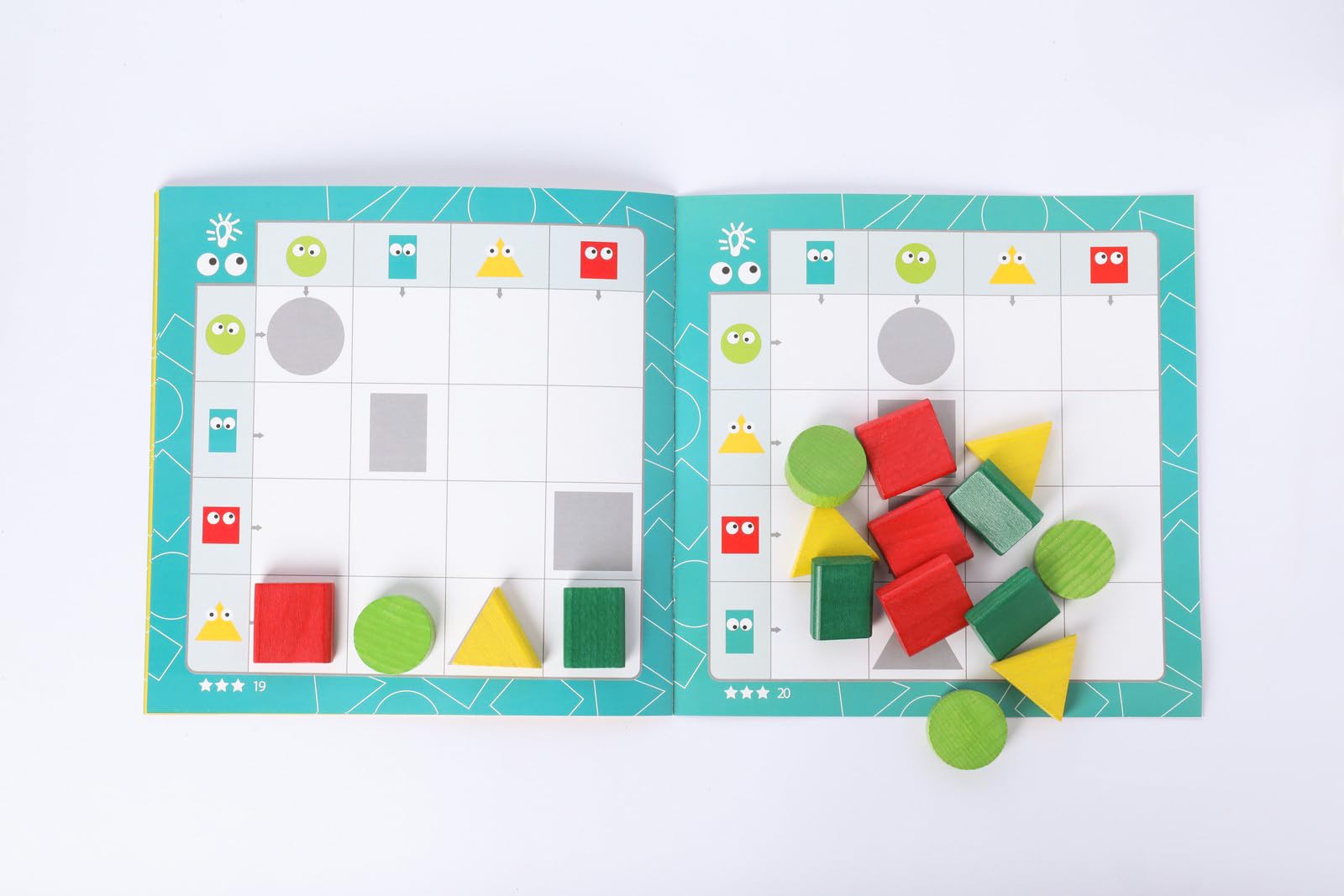 Sudoku Geométrico de Madera – Juguete Educativo con 16 Piezas y 20 Tareas – Estimula la Lógica y la Motricidad Fina – Apto Desde 3 Años