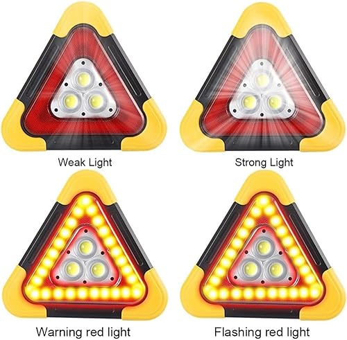 Miniatura 3 de 2 luces LED triangulares de advertencia de emergencia, carga solar, 5 modos, lado de carretera, triángulos, luz de emergencia para automóviles,
