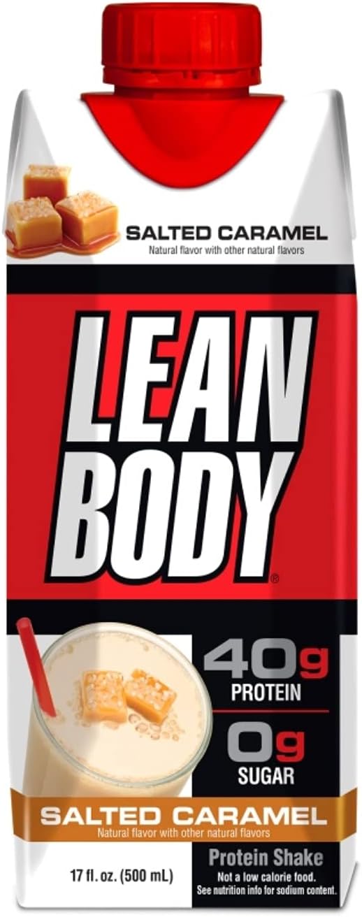 Lean Body Ready-to-Drink Protein Shake (500ml, Salted Caramel), 40g Protein, 0g Sugar, Gluten Free, 22 Vitamins & Minerals, Whey Blend
