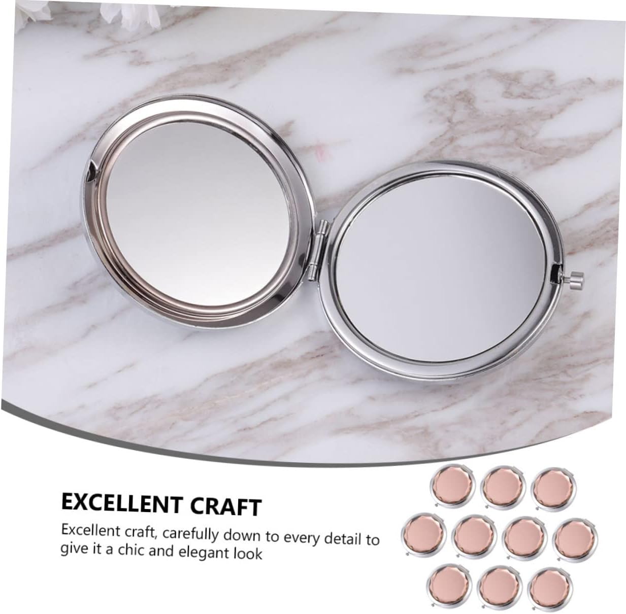 CLISPEED Double-Sided Makeup Mirror 10-Piece Set Foldable Handheld Compact Crystal Cosmetic Mirror for Travel Portable and Lightweight for Women