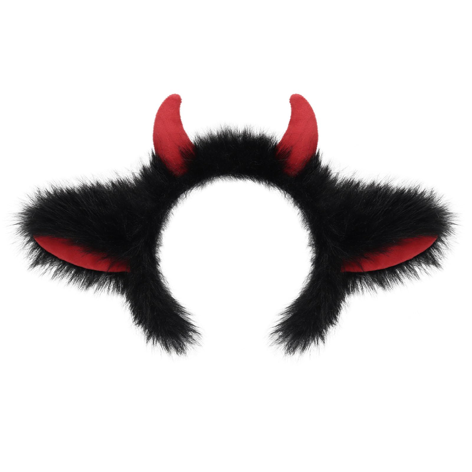 MICFENY Fuzzy Devil Horn Headpiece Halloween Party Supplies Furry Hairband With Lightweight Design Halloween Hair Ornaments