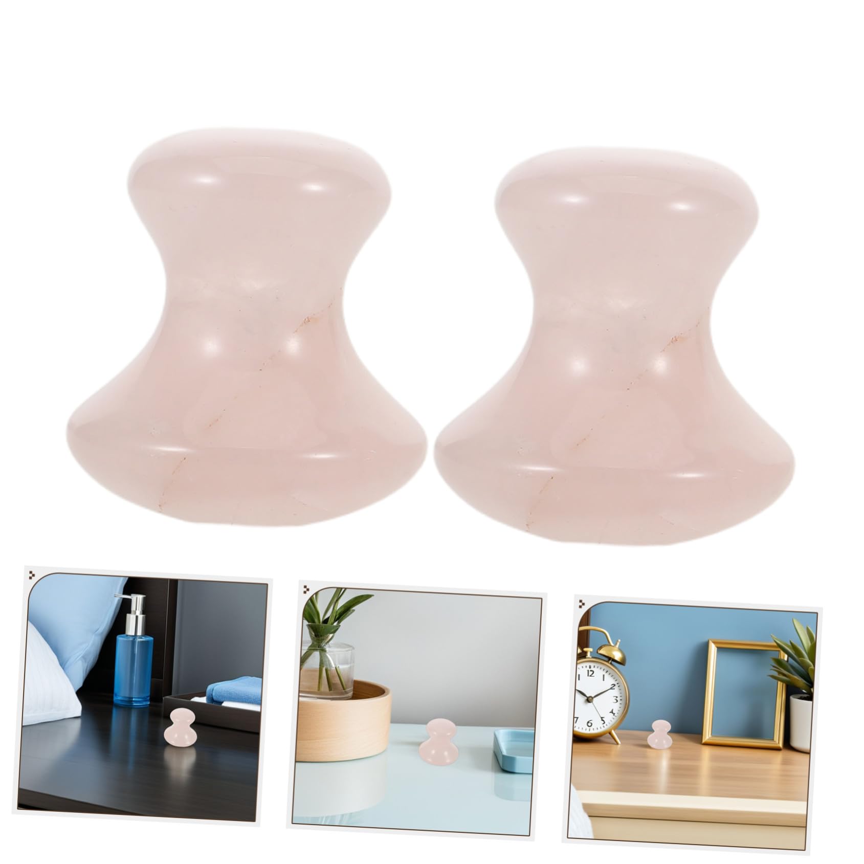 3pezzi Rullo di Rosa per Massaggio Viso Pietra Gua Sha Forma di Fungo per Massaggiare Viso e Migliorare Elasticità
