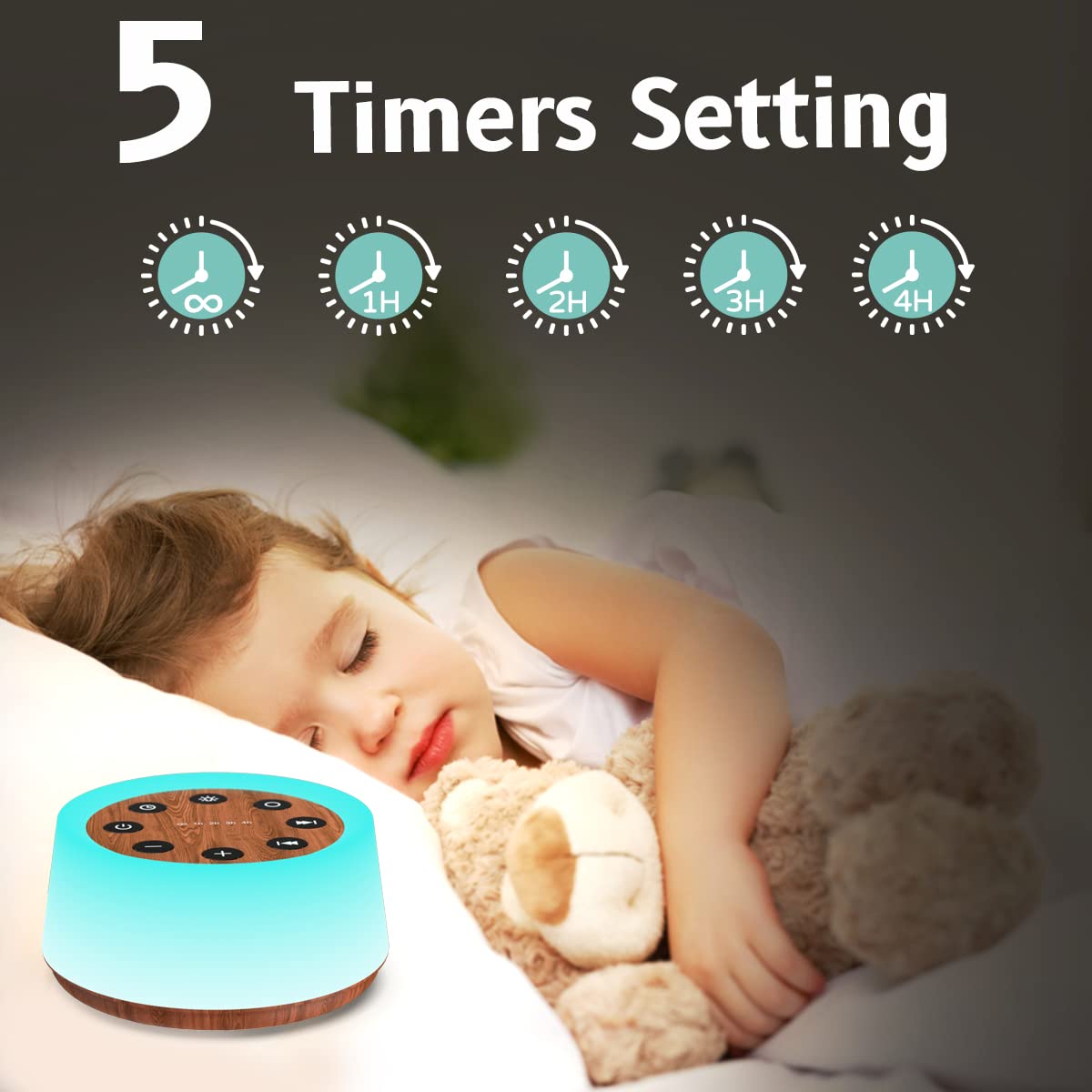 ColorsNoise Sound Machine and White Noise Machine with 30 Soothing Sounds with 12 Colors Baby Night Light with Memory Function