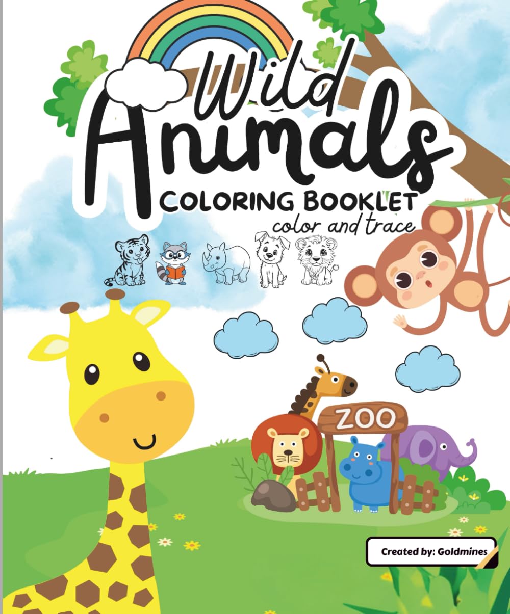 Wild animal coloring Booklet and coloring trace: 100 Wild animal name and coloring book