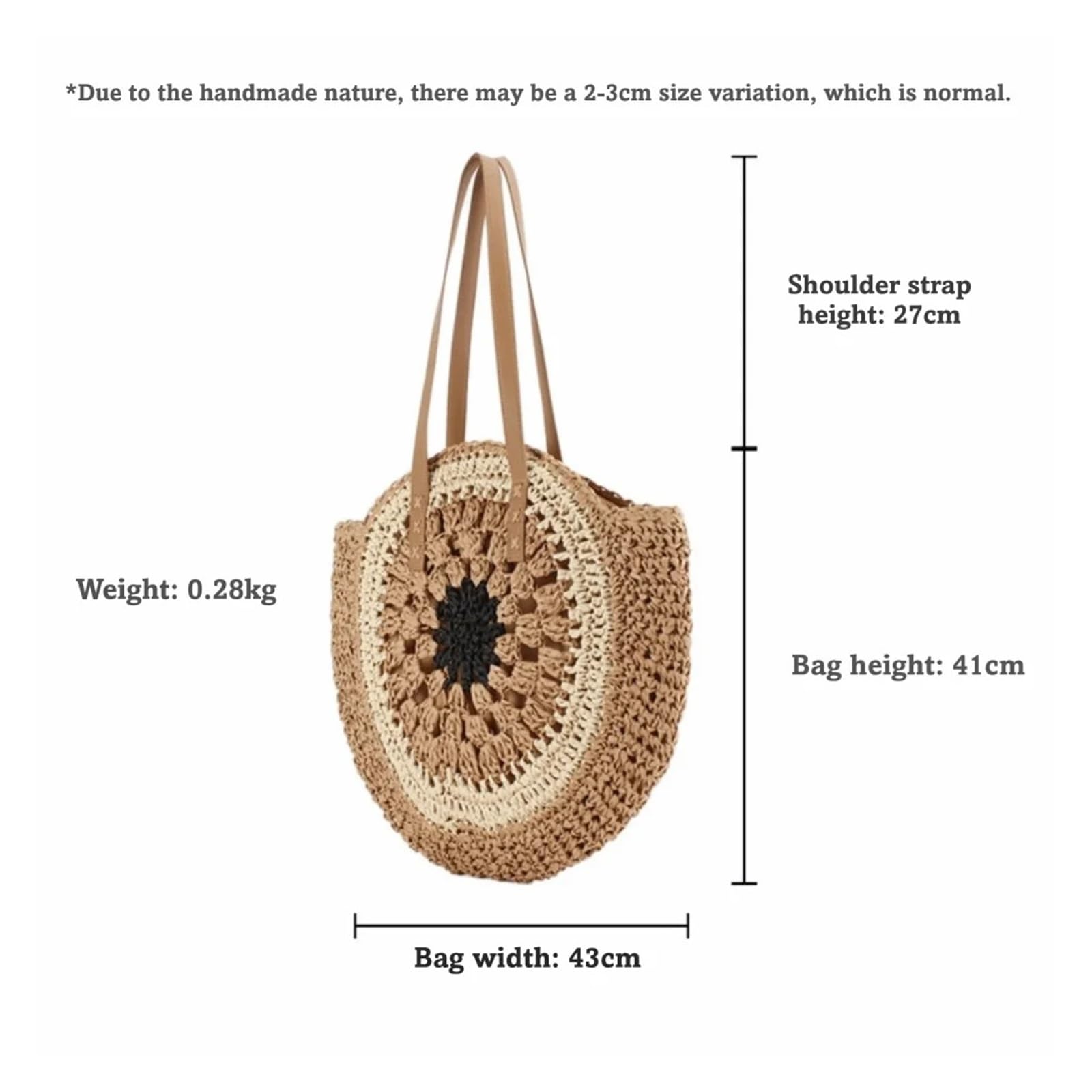Borsa rotonda intrecciata in paglia Borsa a tracolla intrecciata in paglia stile bohémien