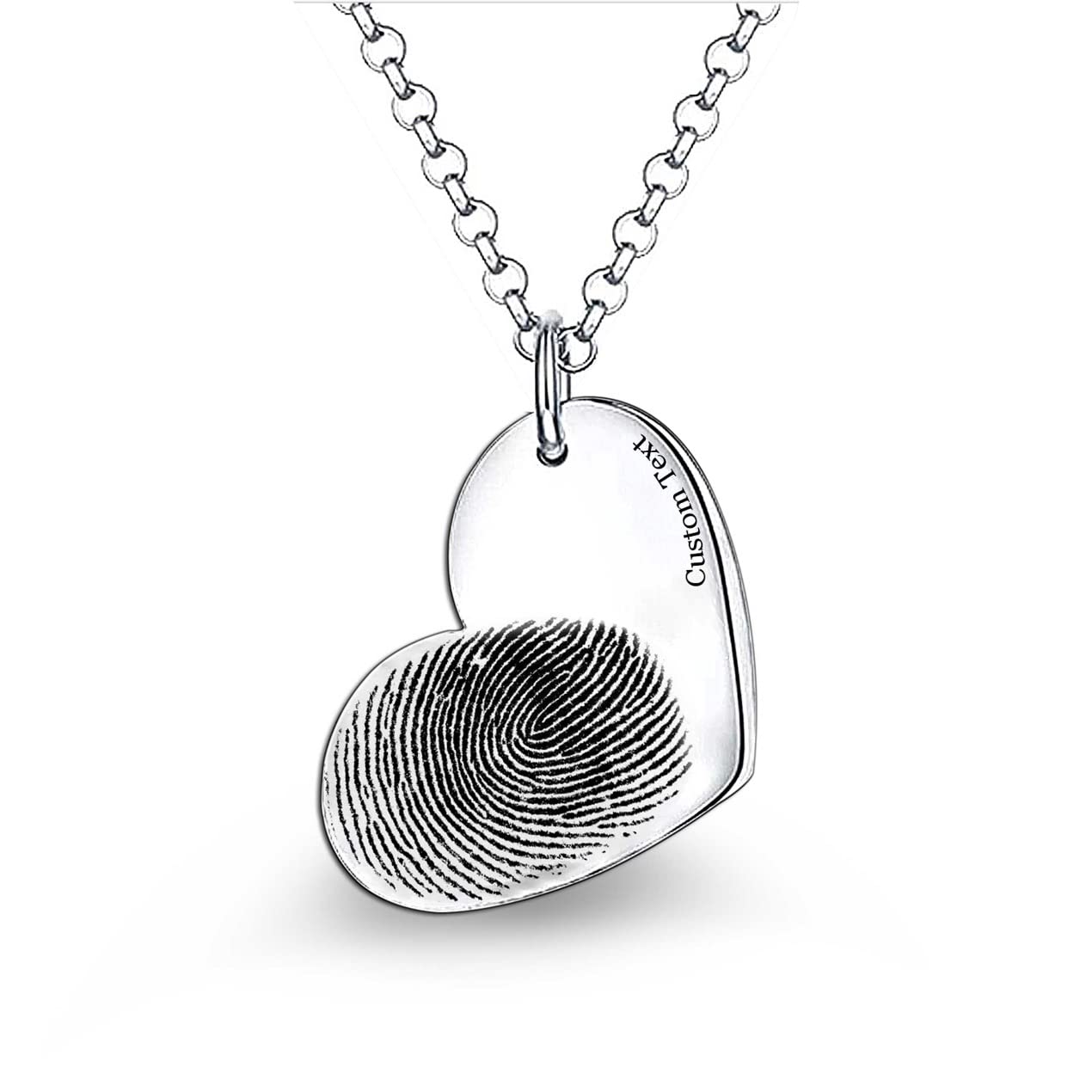 DocowaFingerprint Necklace Mothers Day Necklaces Memorial Mother Daughter  Jewelry for Women Love Heart Girlfriend Gifts Customized Mom Grandma Girls