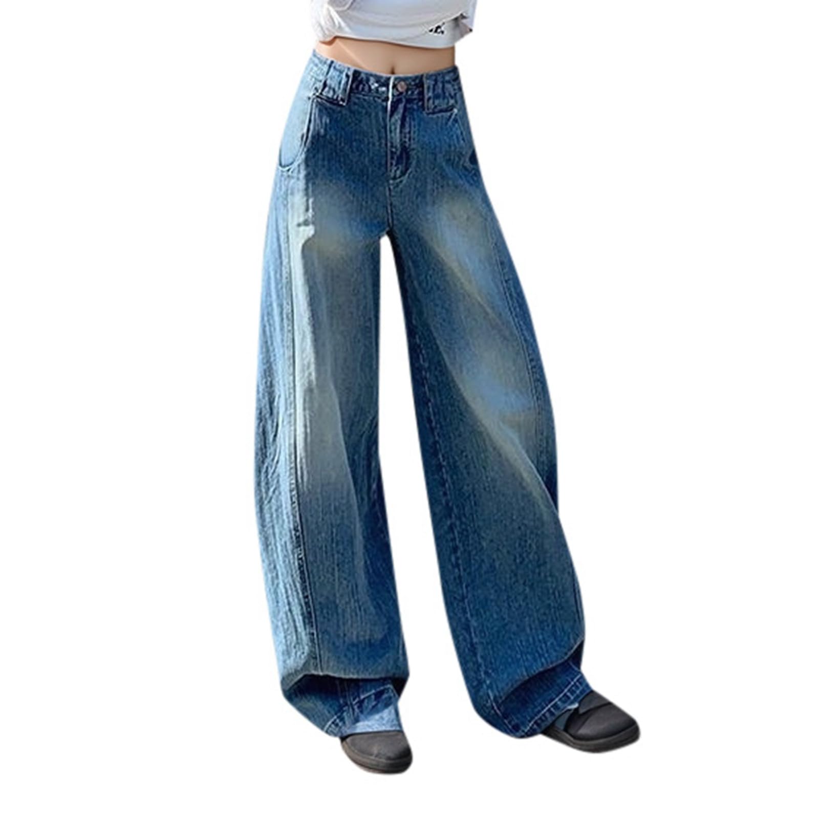 Pantalón Vaquero Mujer Vaqueros Elasticos Ropa Baggy Pantalones Rectos Primavera Tejanos Casual Tallas Grandes Ancho Invierno Ligero Anchos