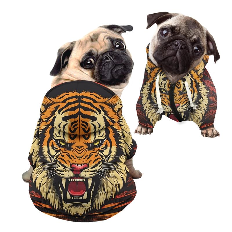 Kuiaobaty Roar Tiger Pattern Dog Sweatshirt for Small Dogs Cats Pets Hoodies, Novelty Tiger Print Hoody Outdoor Dog Clothes Pullover — image 1