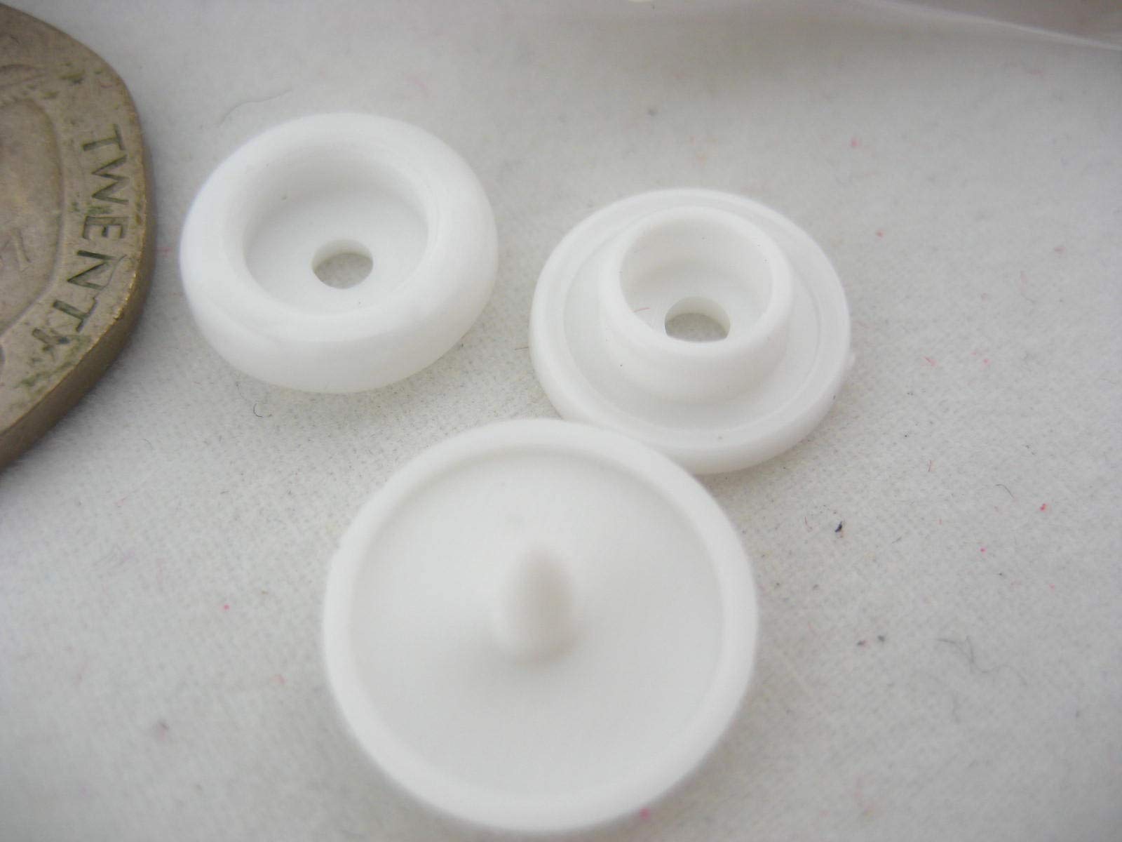 50Sets T5 1.2cm White Plastic Resin Snaps Button Fasteners Press Stud Poppers