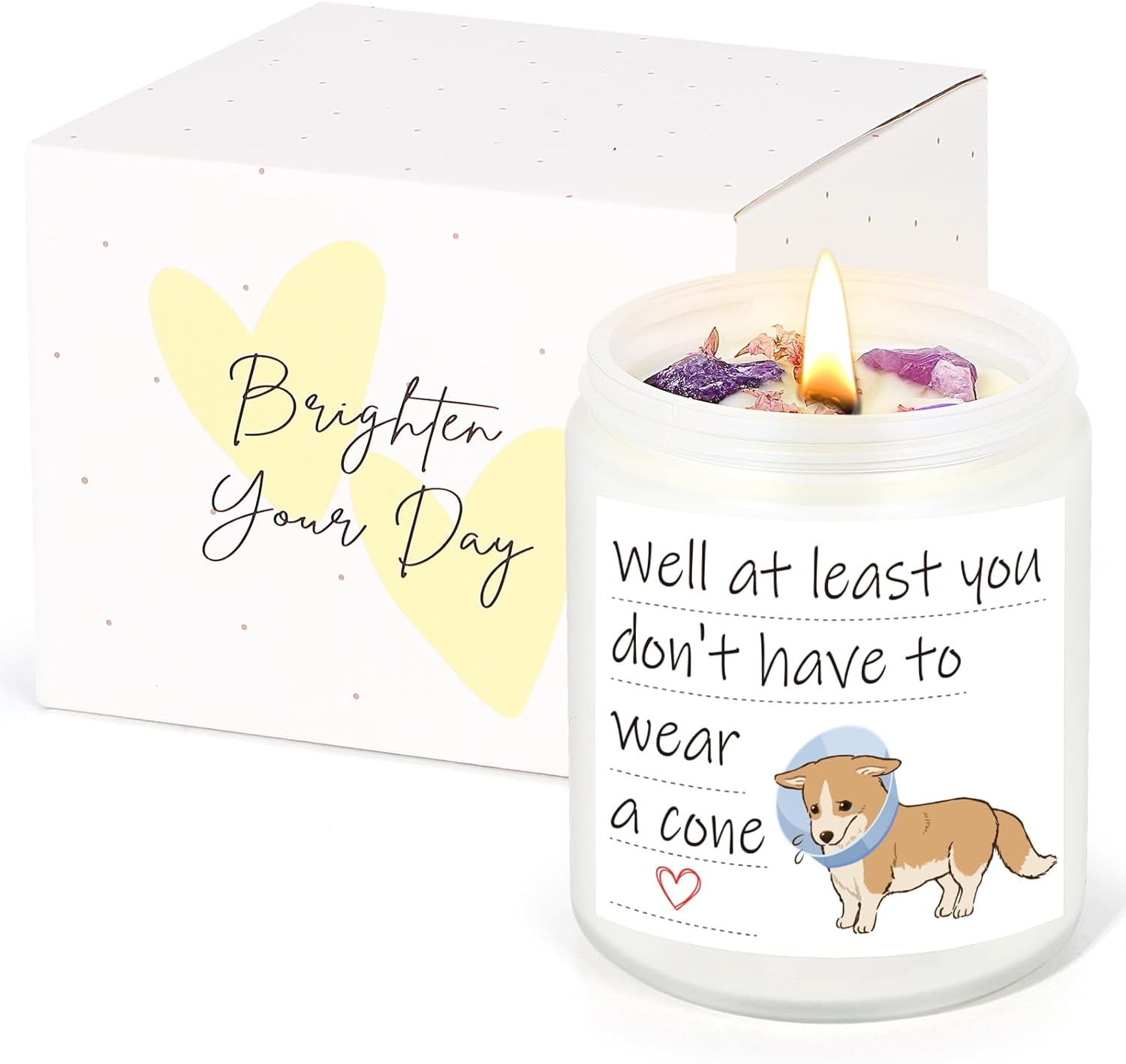 Get Well Soon Gifts for Women, Funny Get Well Gifts for Women After Surgery, Feel Better Gift Lavender Scented Candle Thinking of You Gift with Crystals for Family Friend Coworker