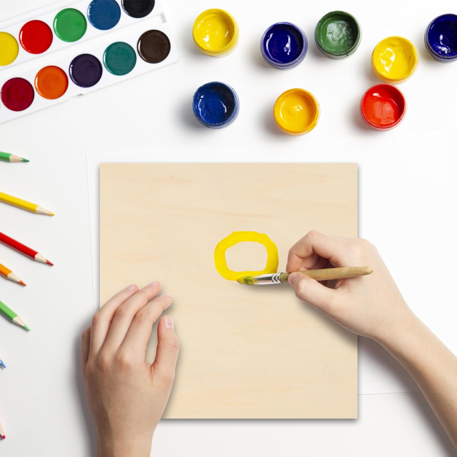 MUKCHAP 20PCS 10 x 10 x 1/4 Inch Square Plywood Boards, 6mm Unfinished Basswood Sheets, Craft Wood Sheets for DIY Crafts, Drawing