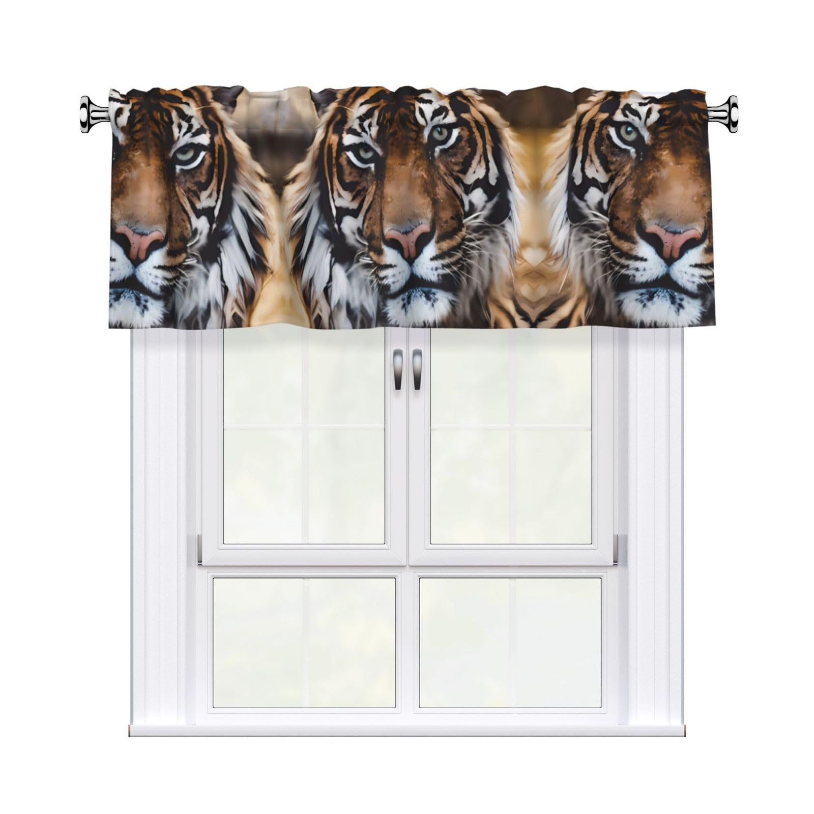 HJFCZH WHJSSF tiger Prints 54x18in Curtain Valance - Peach Skin Polyester Kitchen Cover with Light Filtering Floral & 3" Rod Pocket