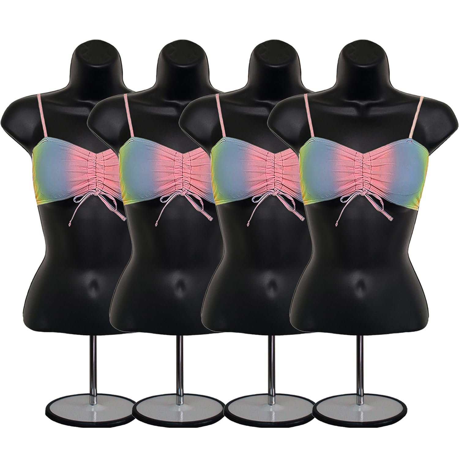 DisplayTown Female Mannequin Torso with Metal Stand Hollow Back Body Stackable Dress Form for Tshirt Display, Countertop, Craft Shows, Photos and