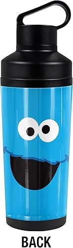Miniatura 2 de Sesame Street OFFICIAL Cookie Monster Face Botella de agua aislada de 18 onzas, resistente a fugas, de acero inoxidable aislado al vacío con tapa de