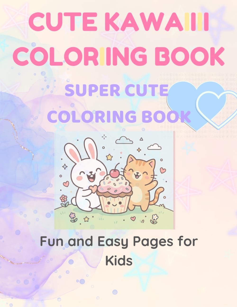 Cute Kawaii Coloring Book for Kids: 50 Adorable Kawaii Characters – Cute Animals, Food, and Fun Coloring Pages