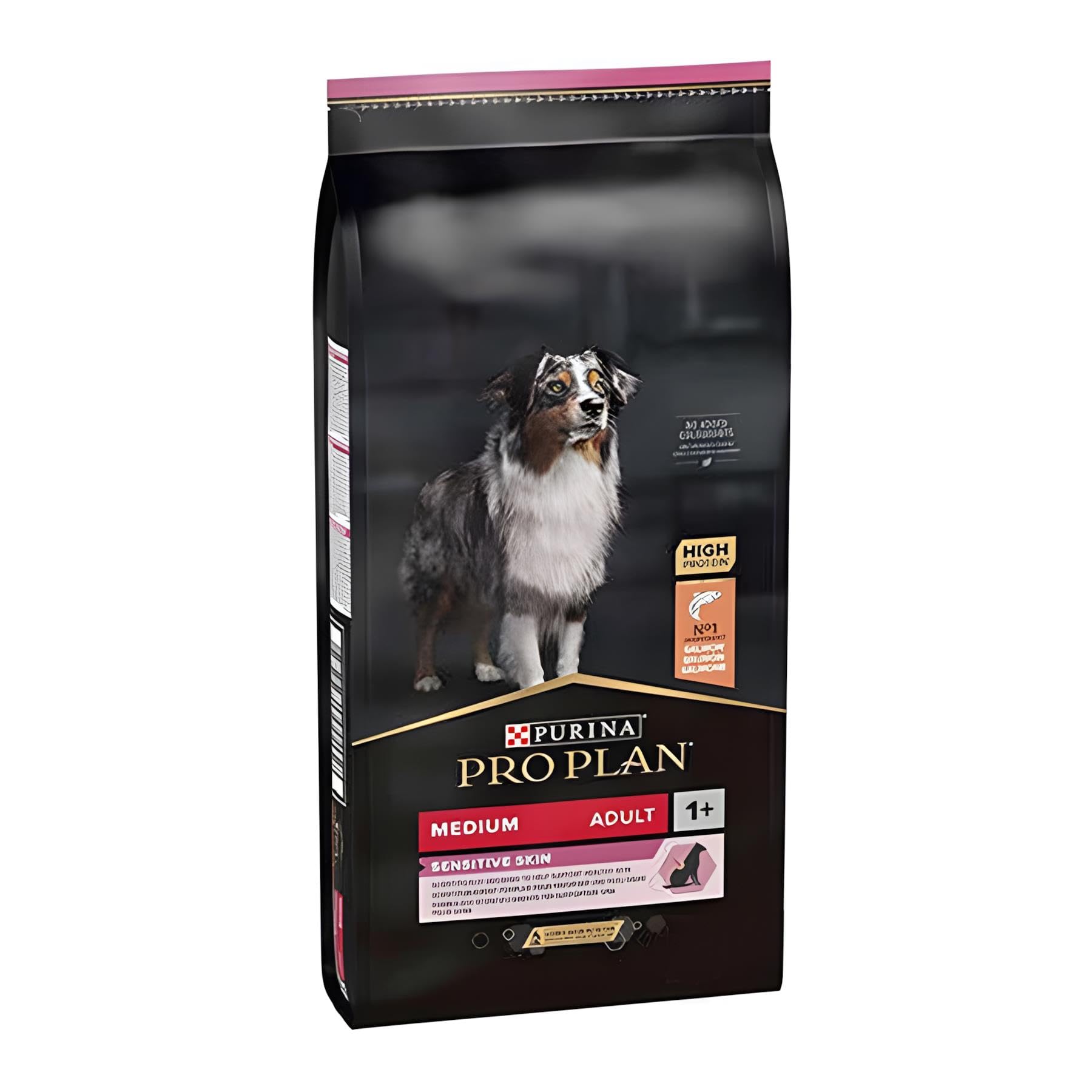 Purina Pro Plan Medium Adult Sensitive Skin, sucha karma dla psów, bogata w łososia, dla wrażliwych psów, 1 opakowanie (1 x 10 kg)