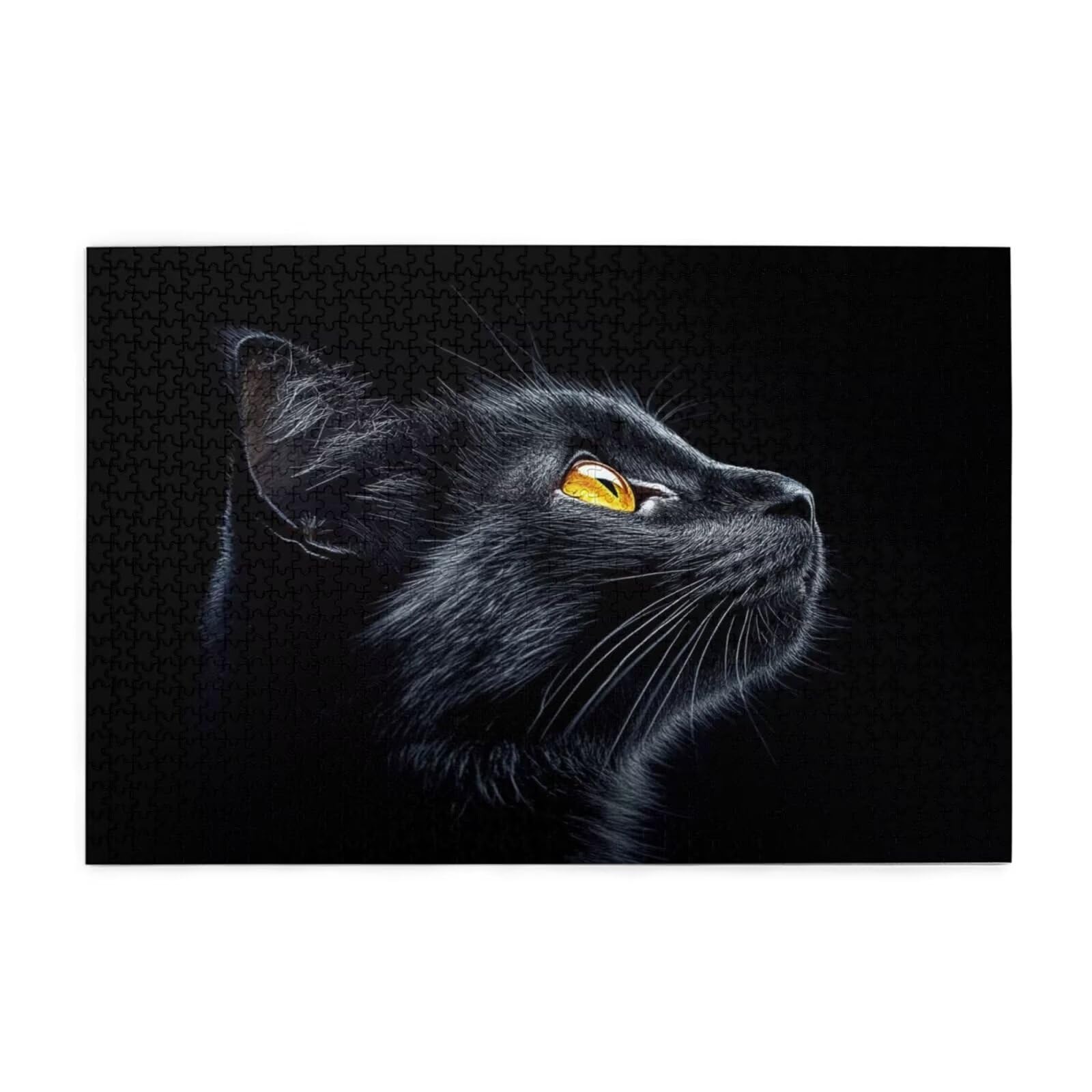 Puzzle z kotem 3000 sztuk czarne duże rozmiary drewniane puzzle dla dorosłych z pudełkiem i plakatem, zabawna/kolorowa/wymagająca gra i kreatywne hobby dla dorosłych, dekoracja ścienna, prezent dla