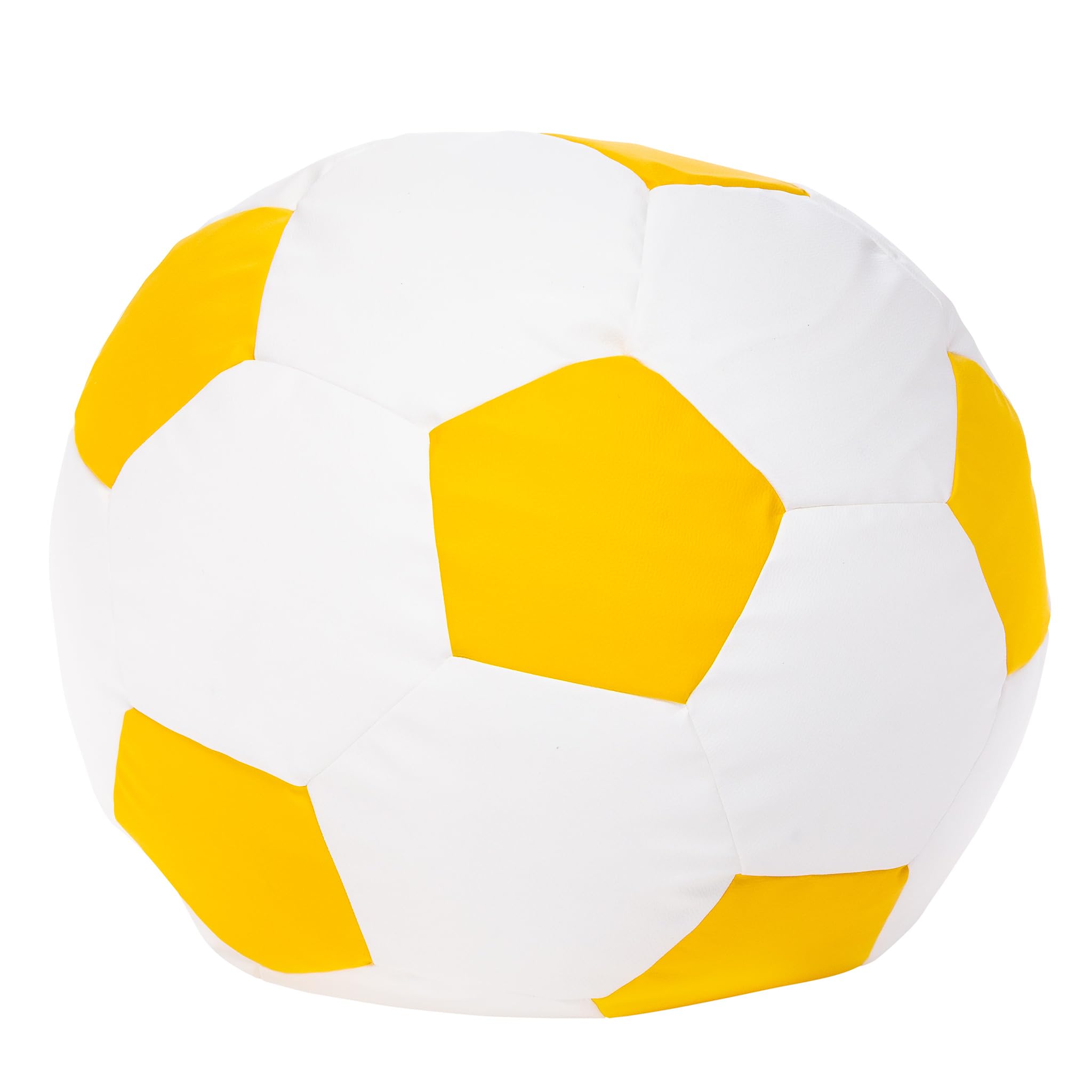 Ecopuf Sitzsack Ball - Bean Bag Ball - Sitzsäcke fur Gaming Sack - Zubehör für Fussball Kinderzimmer - Öko-Leder - 90x55cm, Zitronengelb E18