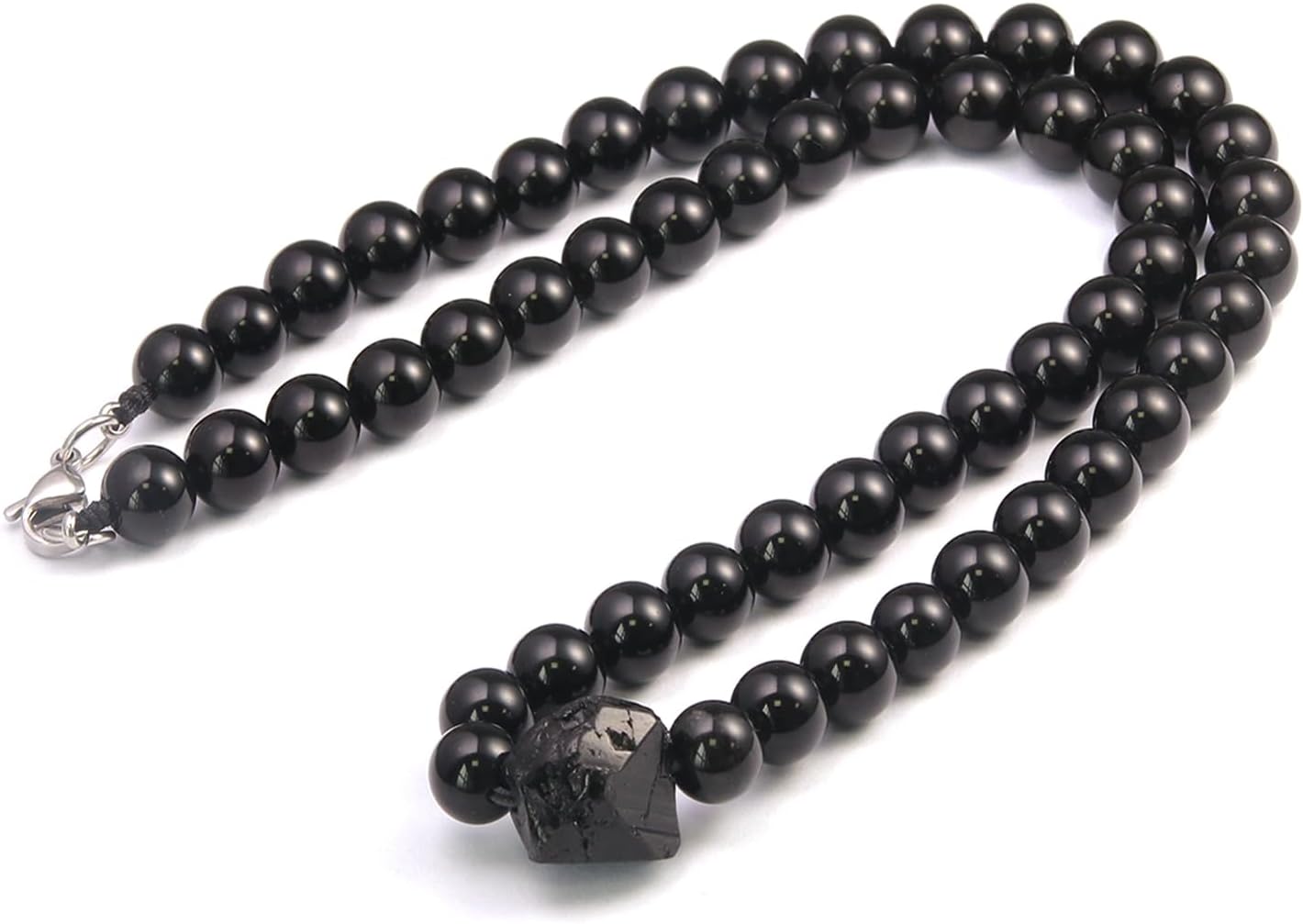 Protection Crystals Beads Necklace for Men Genuine Black Tourmaline Obsidian Stone Necklace for Men, Masculine Men Beaded Necklaces Christmas Jewelry Gifts for Him