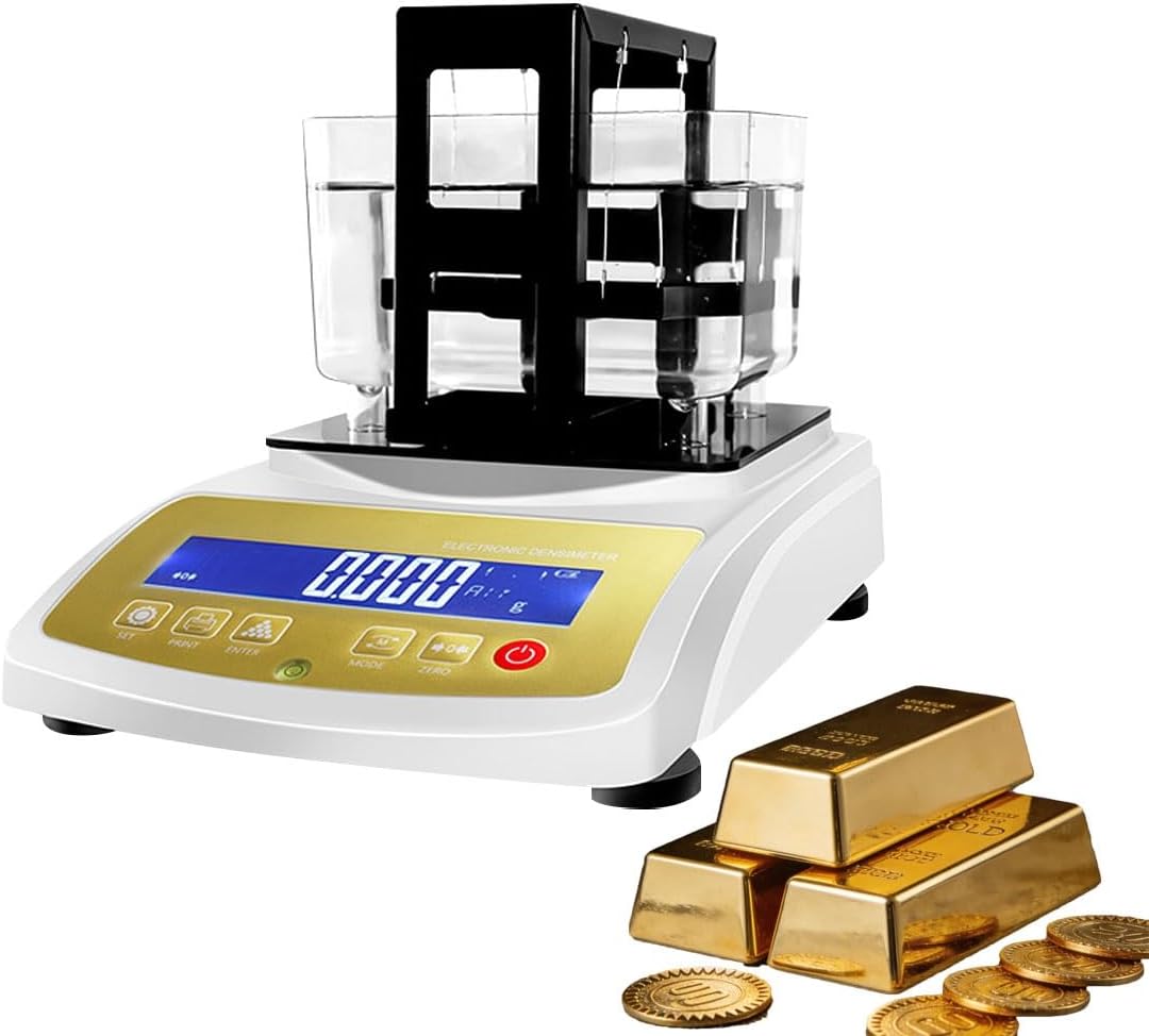 Electronic Gold Tester Device 0.01g-0.001g Resolution for Jewelry Analysis Silver Purity Testing Kit High Precision Metal Density Meter(0.001g/200g)
