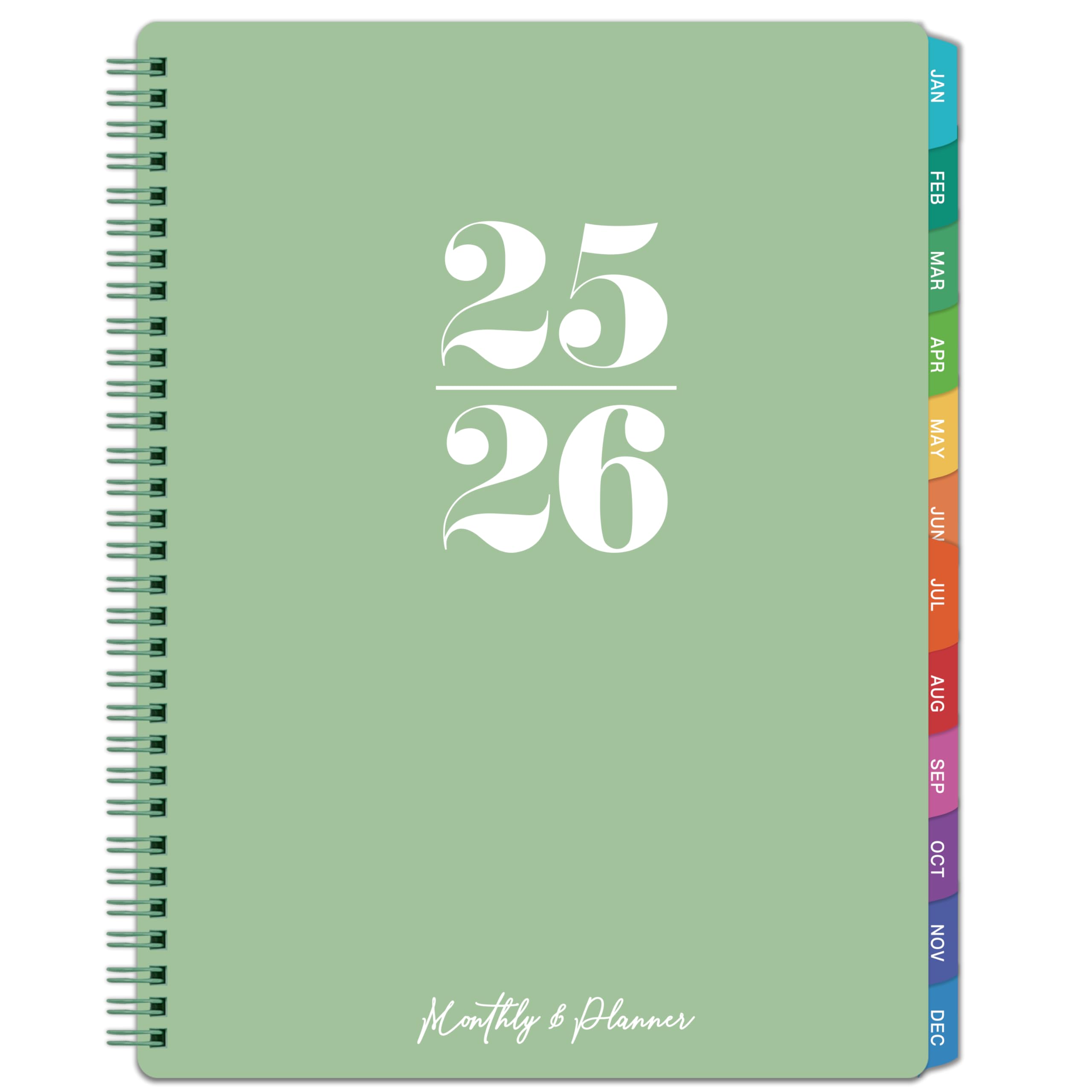 Monthly Planner 2025-2026 - Monthly Planner/Calendar from JUL. 2025 - JUN. 2026, with Inner Pocket, Colorful Tabs, Twin-Wire Binding