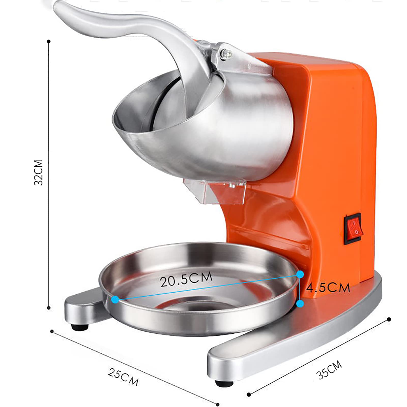 Tritaghiaccio Elettrico Macchina per la Produzione di Coni di Neve con Doppie Lame, Aggiornamento Uscita Ghiaccio Altezza 16 cm, Rasoio per Ghiaccio, 85 kg/h