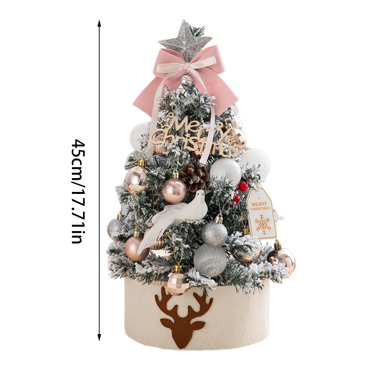 Sapin De Noël De Table - Sapin de Noël de Bureau 45cm avec Lumière | Intégrée,Décoration Floquée pour Table Foyer Fenêtre Porche Décor Hivernale - Décoration d'hiver et Fêtes pour Maison