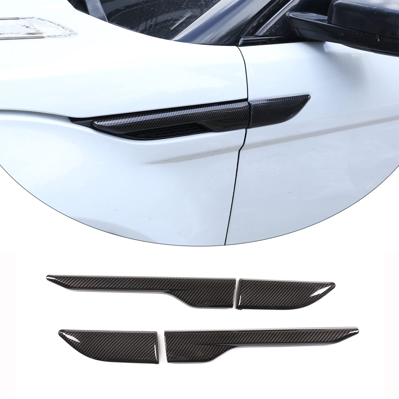 Rivestimento adesivo per bocchetta laterale dell'aria del parafango auto, accessori decorativi per Land Rover Range Rover Evoque 2012-2018 (Fibra di carbonio)