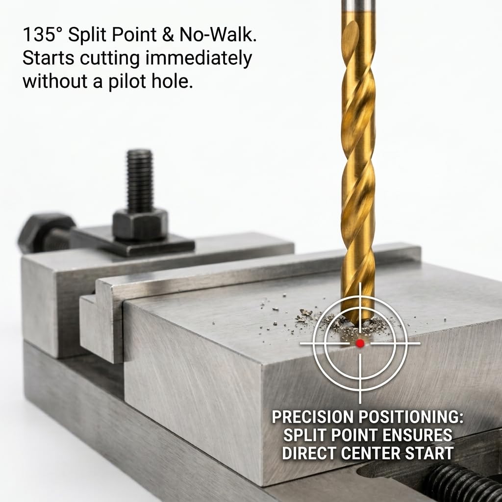 1.2mm Drill Bit Set, M42 8% Cobalt High Speed Steel Jobber Length, 135 Degree Split Point, Titanium Nitride (TiN) Coated for Stainless Steel, Hard Metal and Cast Iron - 5 Pack