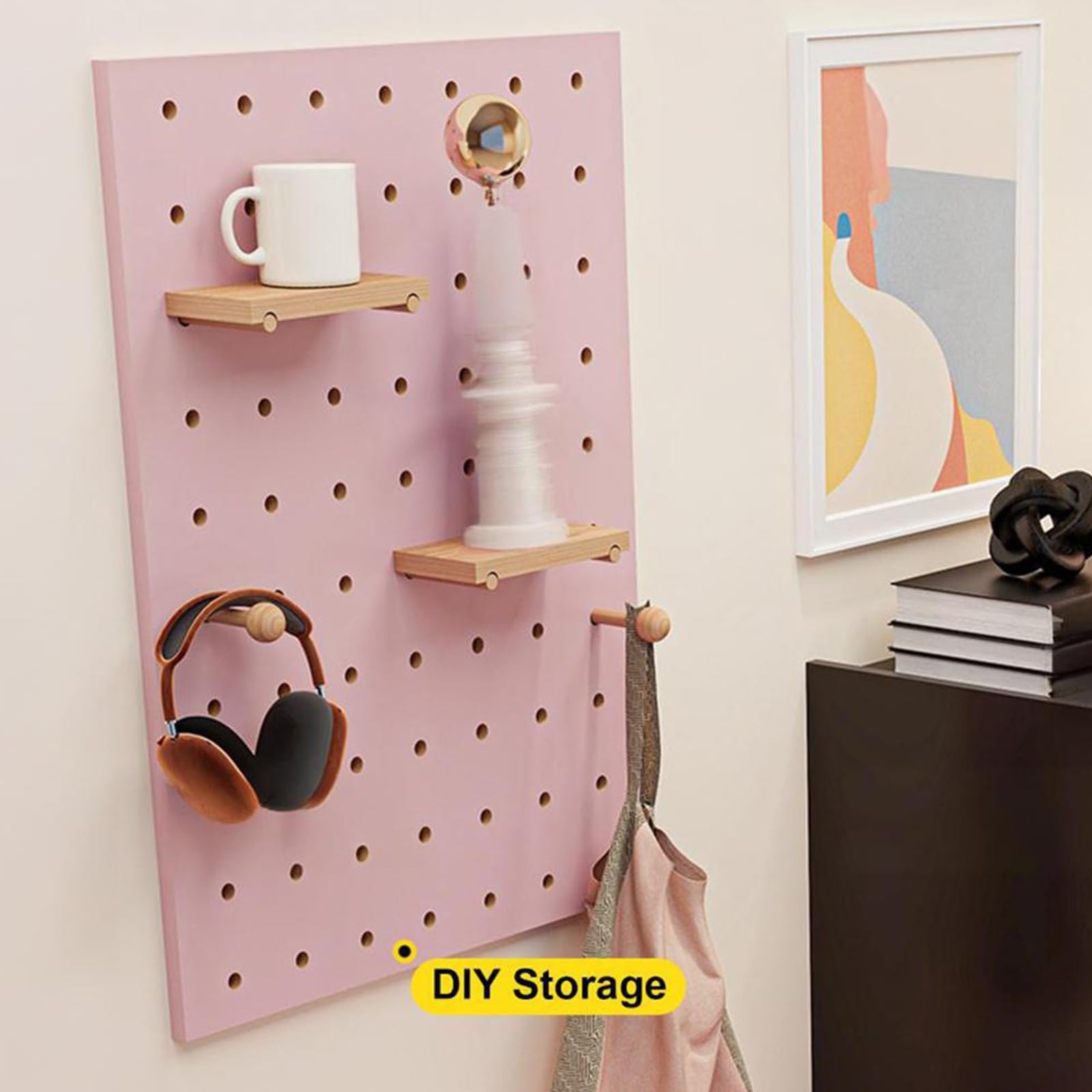 Wandmontierter Stecktafel-Organizer aus Holz, Multifunktionaler Lochwand-Werkzeughalter für Eingangsbereich, Zuhause, Büro, Wohnzimmer