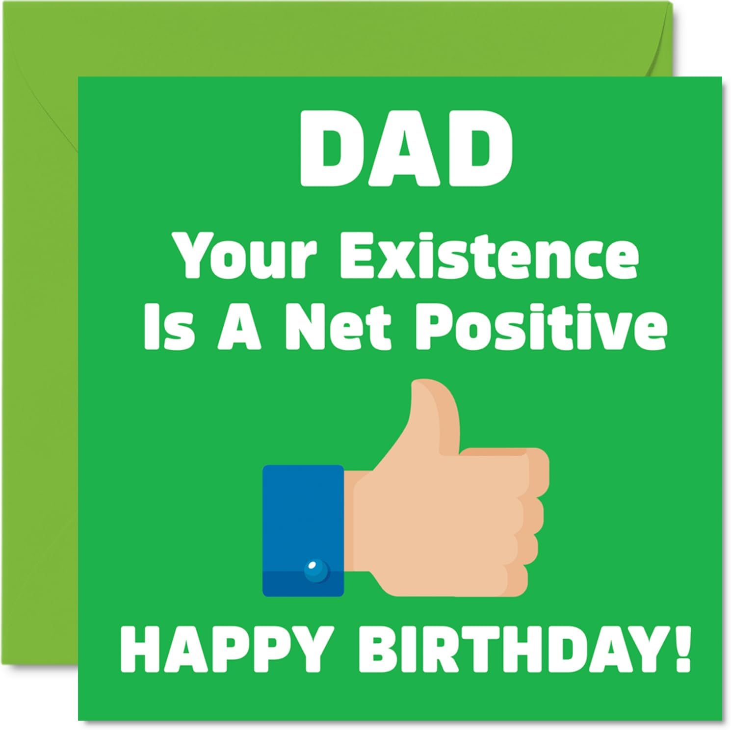 Stuff4 Funny Birthday Cards for Dad - Your Existence - Joke Happy Birthday Card for Dad from Son Daughter, Banter Birthday Gifts, 5.7 x 5.7 Inch Offensive Father's Day Greeting Cards for Daddy Papa