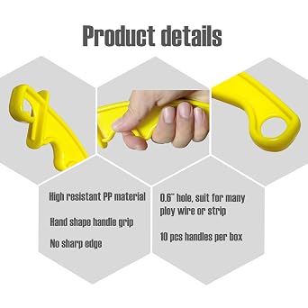 QMARK Electric Fence Plastic Gate Handles, Yellow, 8 Inch, 10 Pack