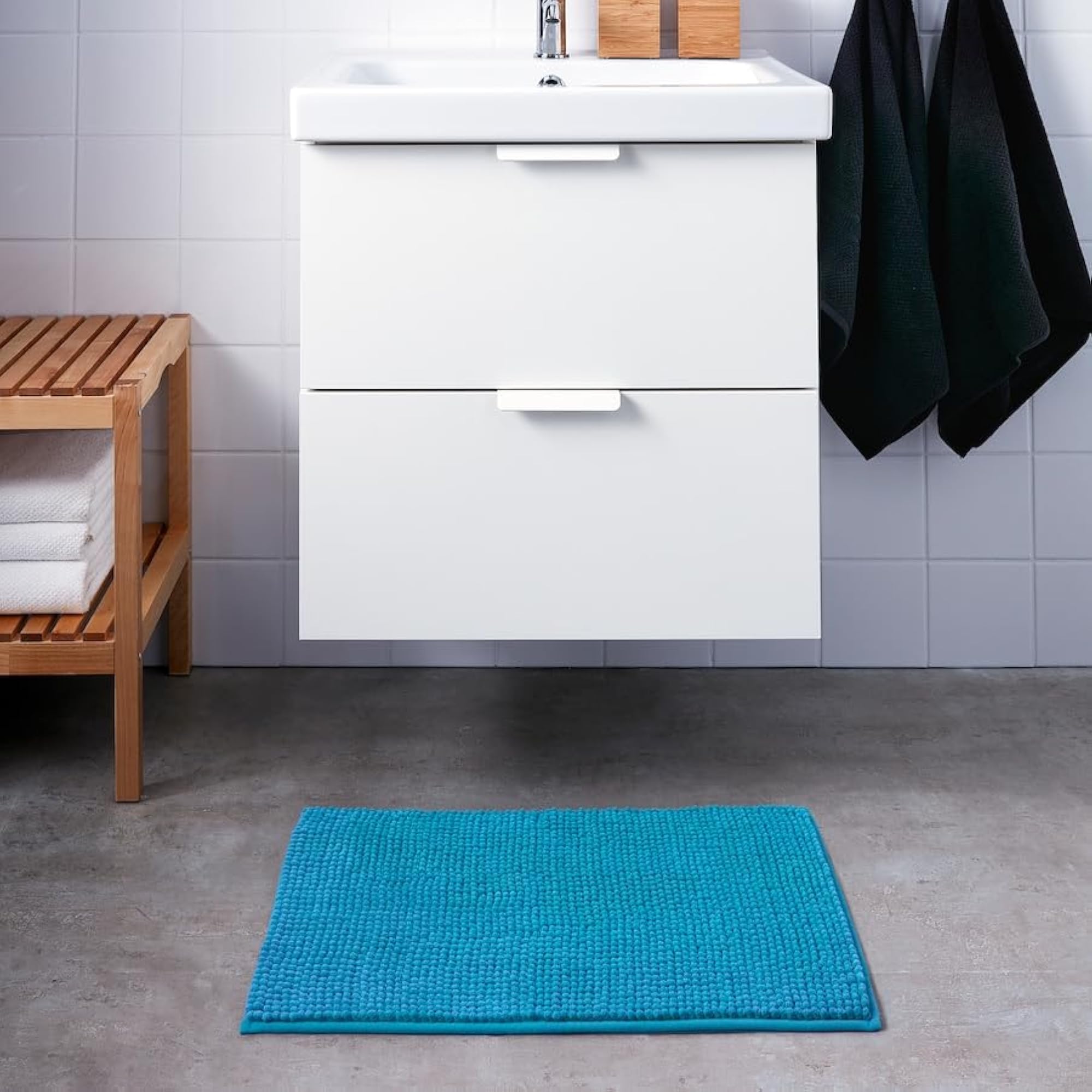 TOFTBO Turquoise Bath Mat, Soft Absorbent Quick-Drying