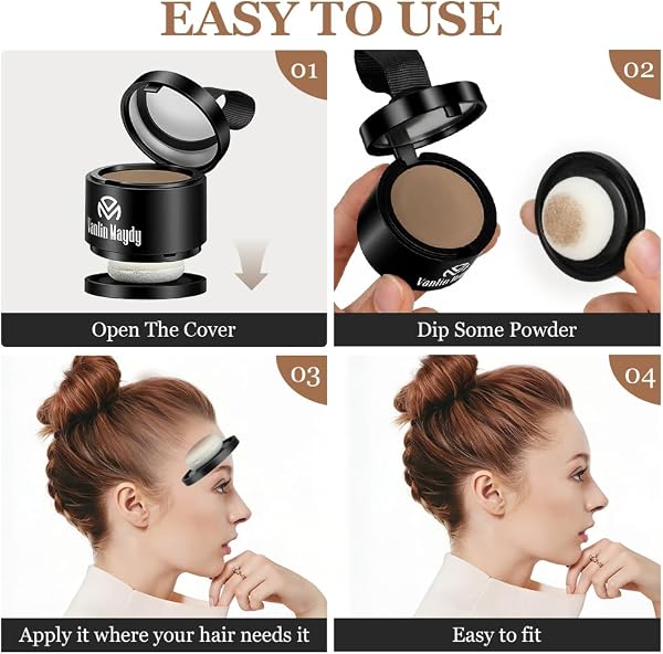 Hair Roots Touch-Up Powder 4 g, Instant Coverage for Thinning, Water and Sweat Resistant, Hides Thinning Areas on Hair Line and Temple, Light Brown - 4