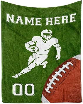 TEEMAN Personalized Senior Night Football Blanket & Throws, Custom Gifts for Boys 8-12, Fleece Blanket for Football Team