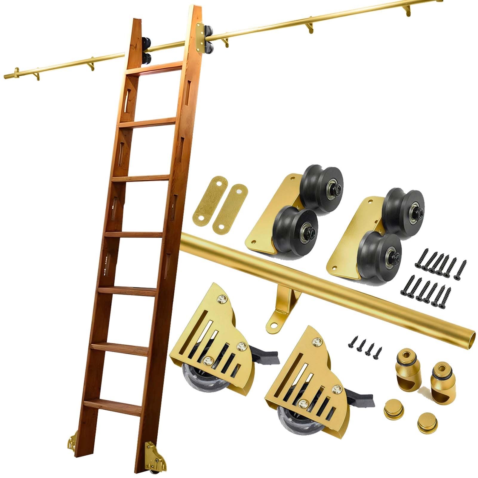 Kit quincaillerie échelle coulissante et rail de roulement avec freins pour bureau