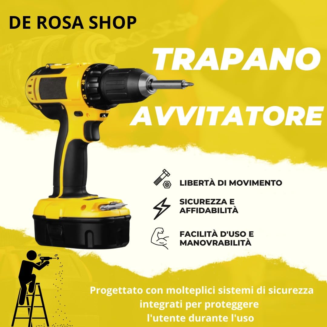 Kit Completo Professionale Fai da Te 3 in 1 con Trapano Avvitatore a Batteria, Smerigliatrice Angolare a Batteria, Trapano ad Impulsi Svita Bulloni 68v