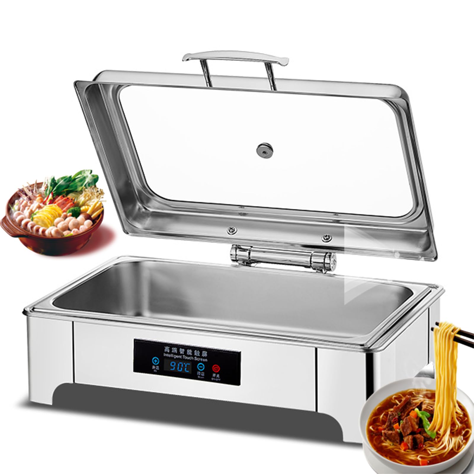 Bandeja eléctrica para calentar alimentos de acero inoxidable ideal para catering y hogar